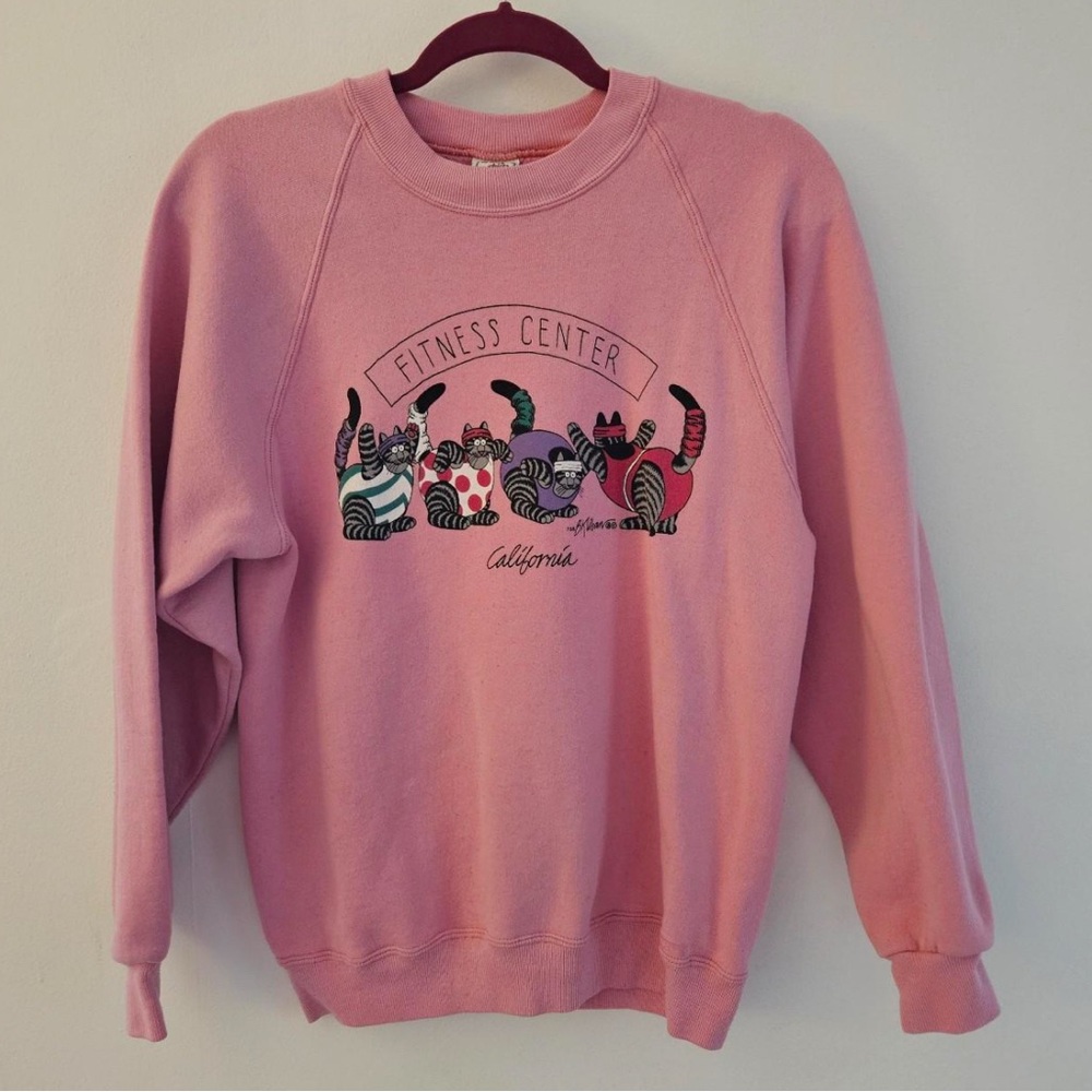 Vintage Pink Cat Graphic Pullover